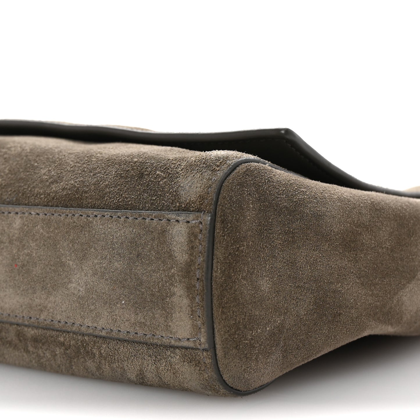 Smooth Calfskin Suede Medium Reversible Monogram Kate Satchel Taupe