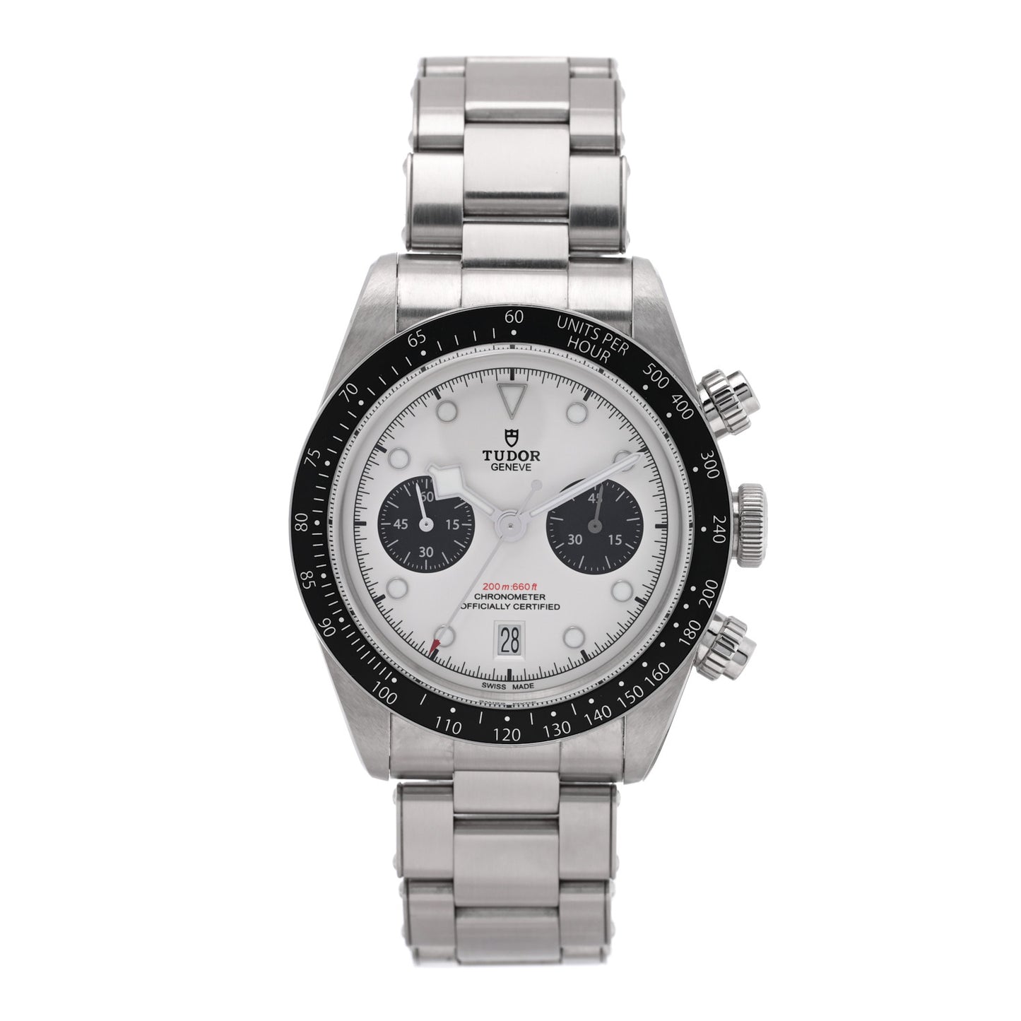 Stainless Steel 41mm Black Bay Chronograph Panda Automatic Watch White 79360N