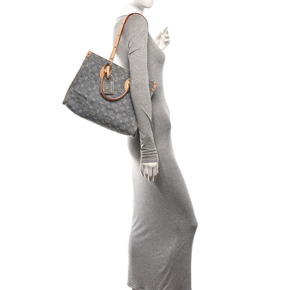 Louis Vuitton Monogram Denim Onthego MM Washed Gray 2 of 9