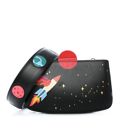 Hermes Veau Monsieur Lizard Ostrich Spaceship Sac A Malice Black Multicolor 1 of 18