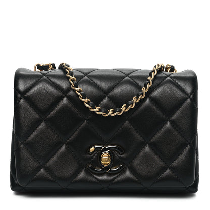 Chanel Shiny Lambskin Quilted Enamel CC Mini Flap Black 1 of 12