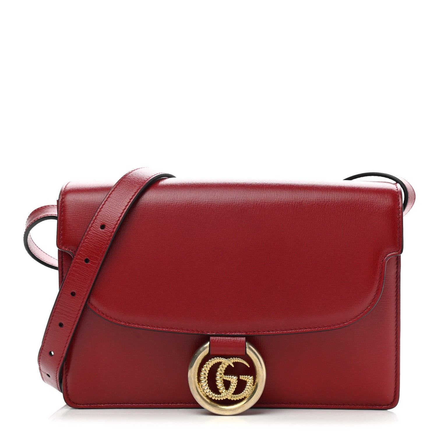 Gucci Textured Calfskin Small Torchon GG Ring Shoulder Bag New Cherry Red 1 of 11