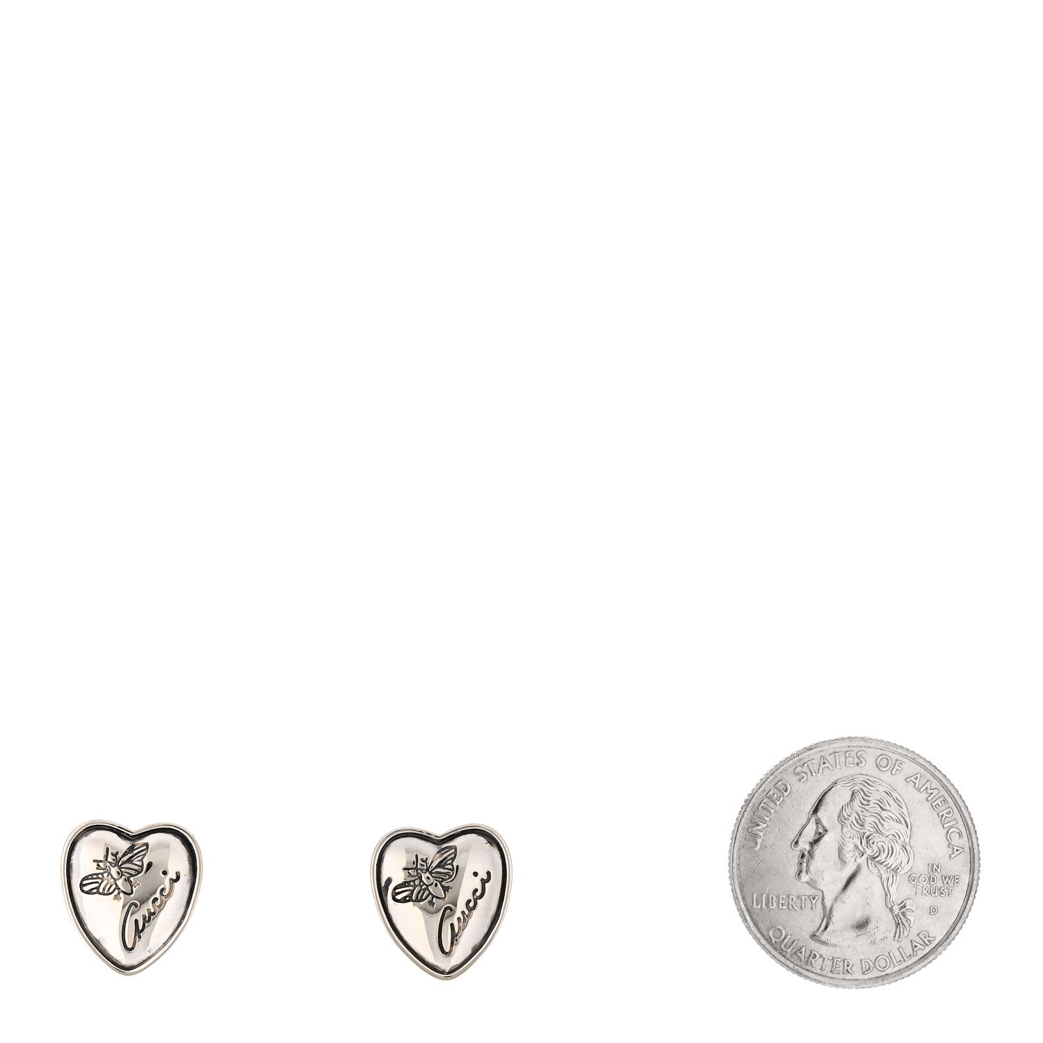 Gucci Sterling Silver Flora Heart Stud Earrings 2 of 4