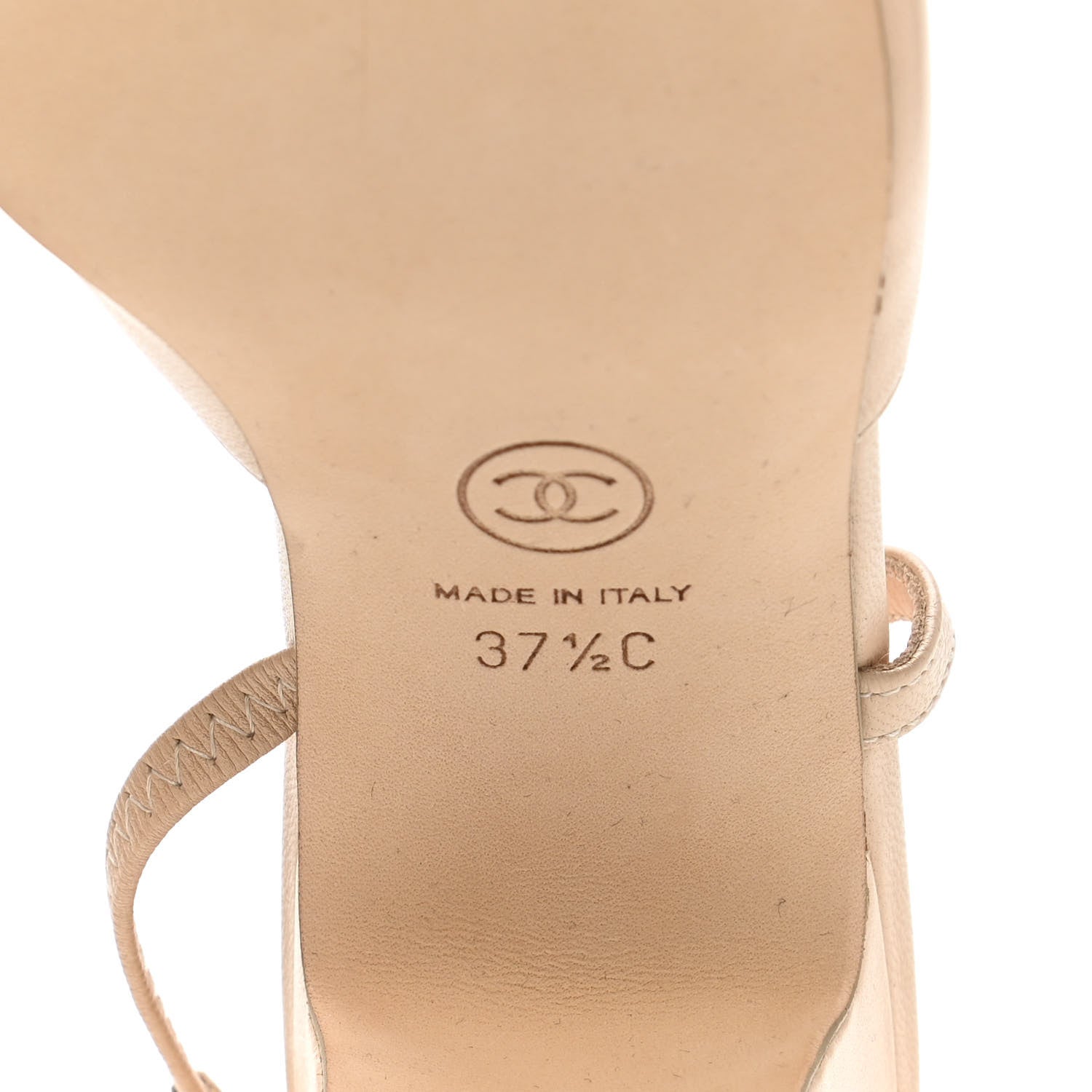 Chanel Lambskin Cap Toe CC Slingback Pump 37.5 Beige Dark Beige 6 of 9