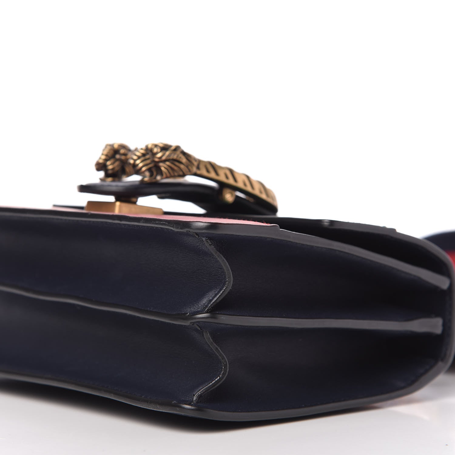 Gucci Calfskin Bamboo Web Mini Dionysus Top Handle Bag Blue Emerald Hibiscus Red 7 of 10