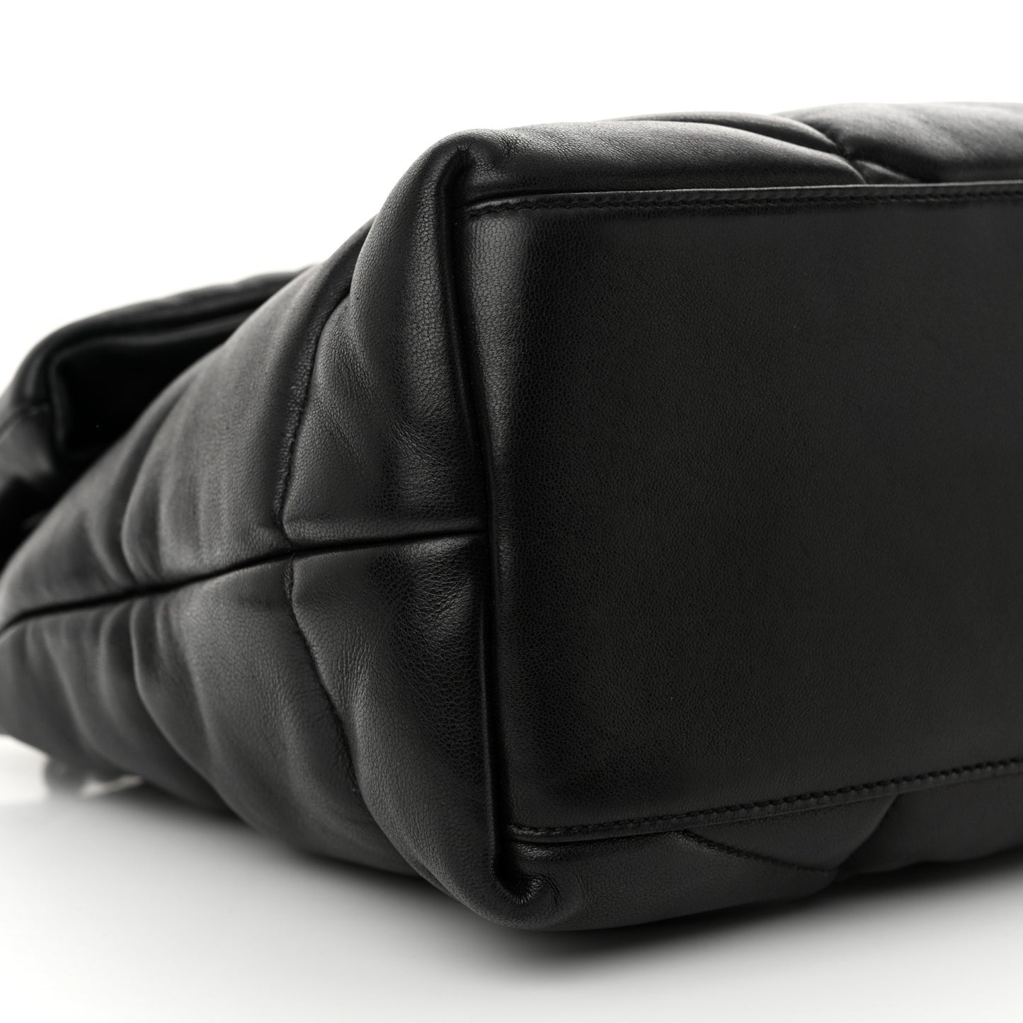 Lambskin Quilted Monogram Monochrome Medium Loulou Puffer Chain Satchel Black