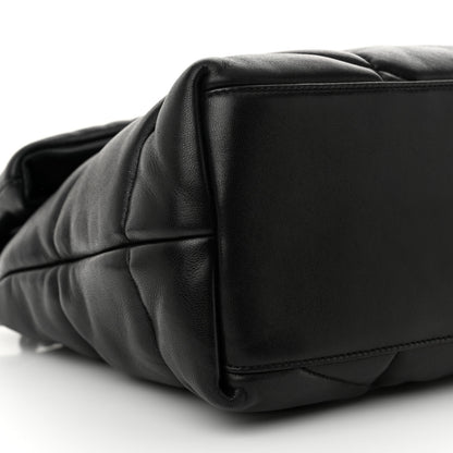 Saint Laurent Lambskin Quilted Monogram Monochrome Medium Loulou Puffer Chain Satchel Black 9 of 10