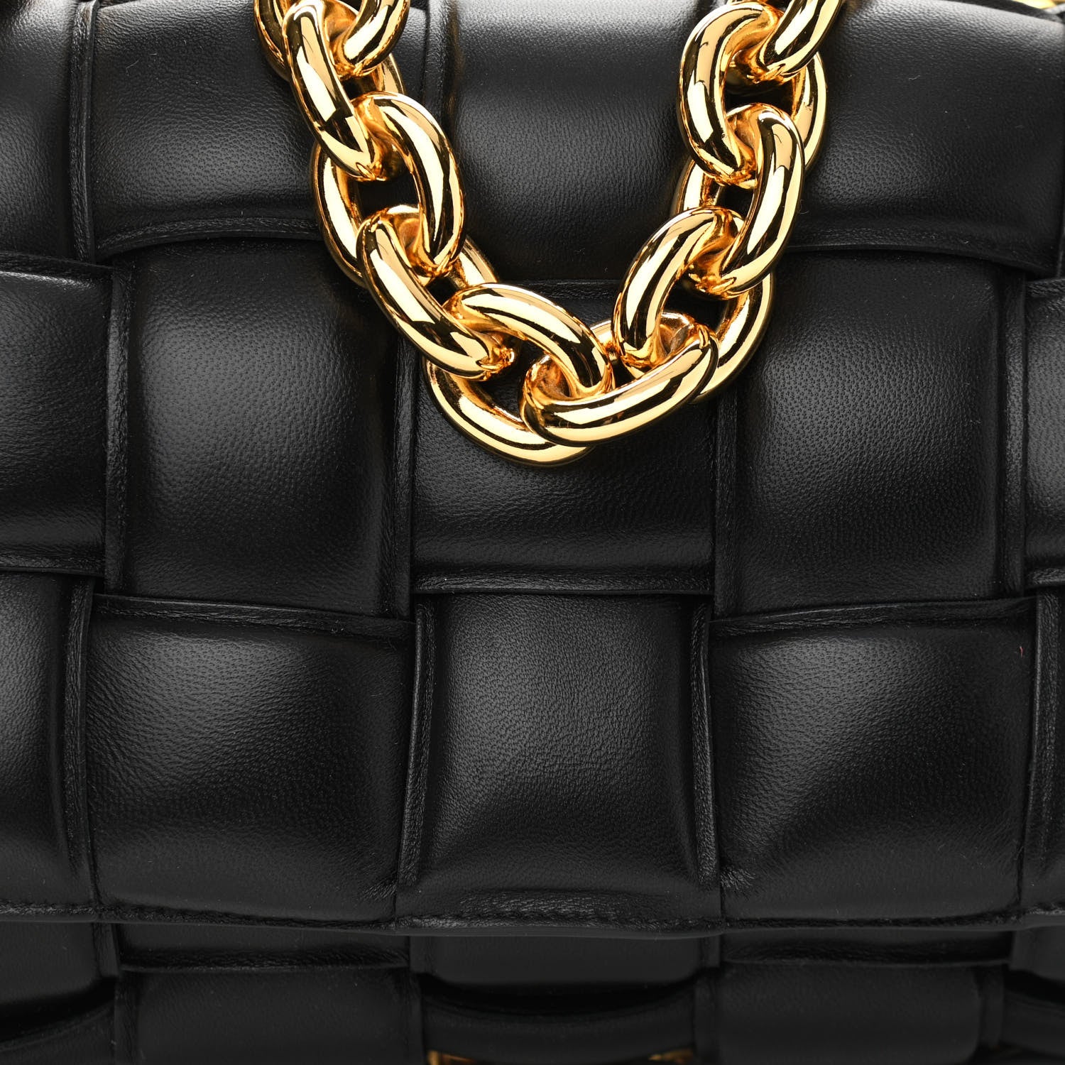 Bottega Veneta Lambskin Maxi Intreccio Padded Chain Cassette Crossbody Bag Black 8 of 10