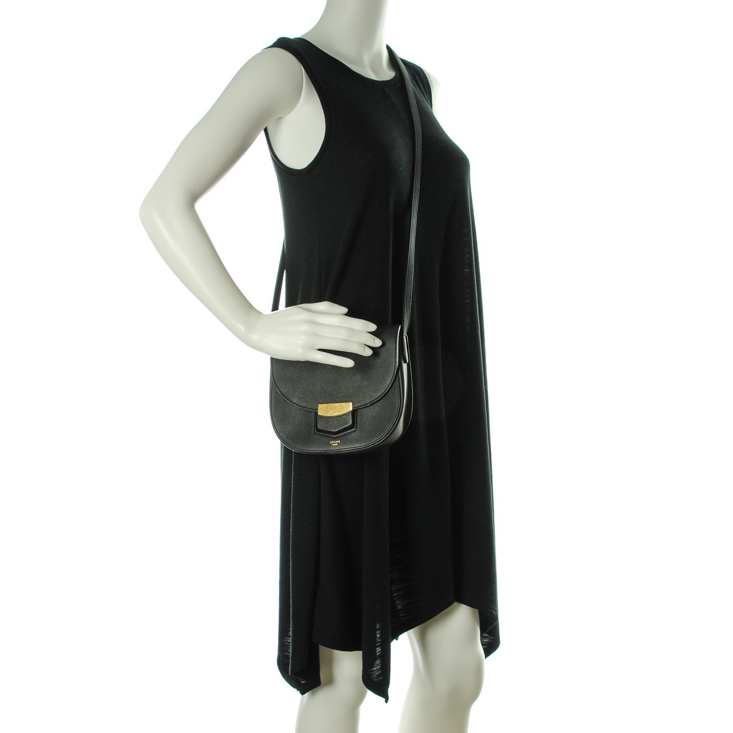 Celine Grained Calfskin Small Trotteur Black 3 of 6