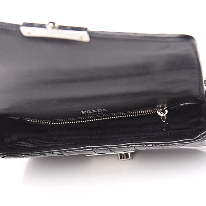 Prada Nappa Gaufre Small Sound Chain Flap Shoulder Bag Black 5 of 9