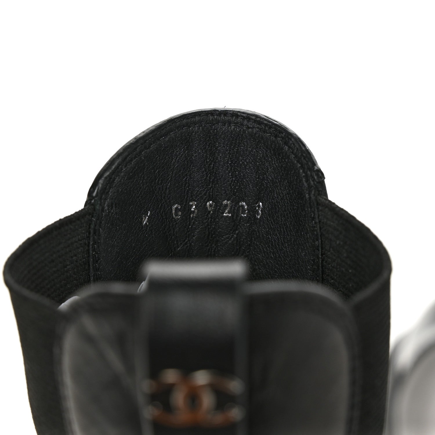 Chanel Crumpled Calfskin Patent Cap Toe Short Boots 39 Black 9 of 10