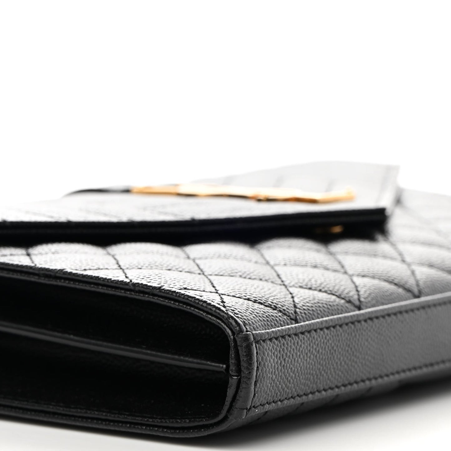 Grain De Poudre Mixed Matelasse Triquilt Monogram Chain Wallet Black