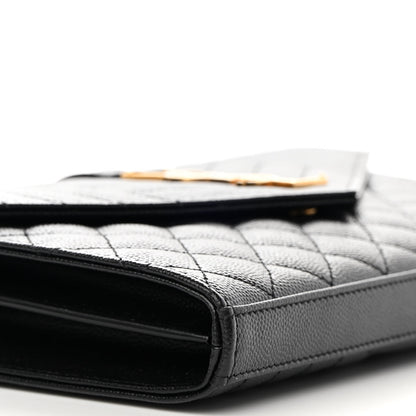Saint Laurent Grain De Poudre Mixed Matelasse Triquilt Monogram Chain Wallet Black 9 of 11