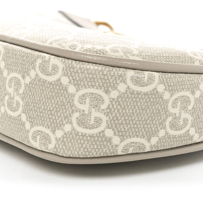 Gucci GG Supreme Monogram Textured Dollar Calfskin Web Mini Ophidia GG Handbag Beige Mystic White Oatmeal 10 of 10
