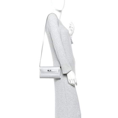 Hermes Metallic Chevre Chamkilight Kelly Wallet To Go Argent 2 of 10