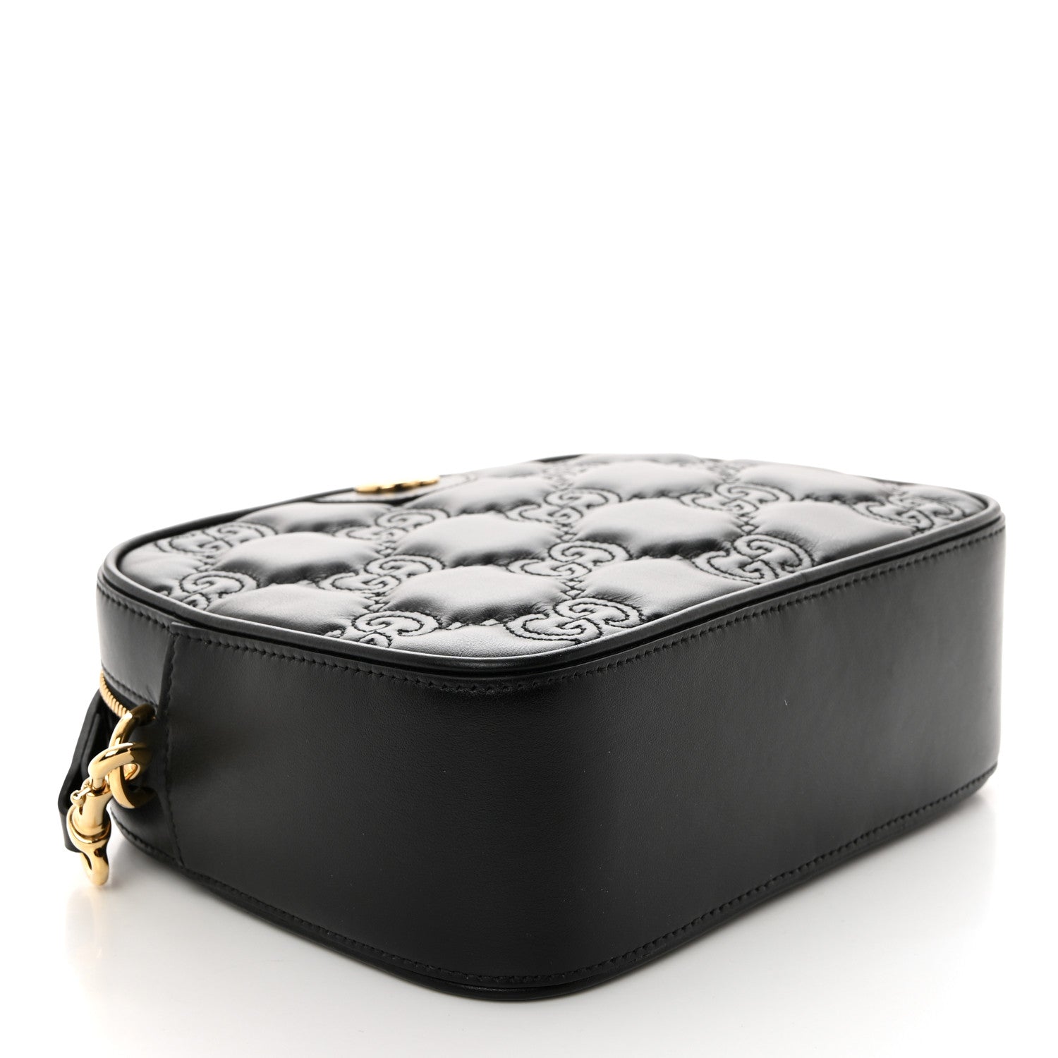 Gucci Calfskin GG Matelasse Shoulder Bag Black Natural 4 of 11