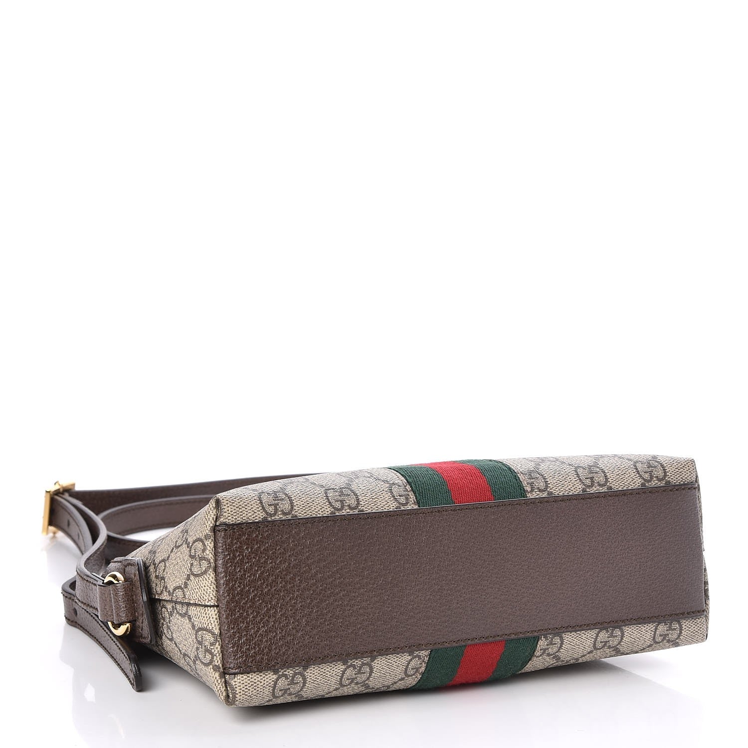 Gucci GG Supreme Monogram Textured Dollar Calfskin Web Small Ophidia Dome Shoulder Bag Beige Ebony New Acero 4 of 7