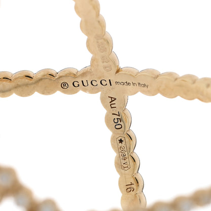 Gucci 18K Yellow Gold Diamond Running G Cross Pave Ring 56 7.5 4 of 5
