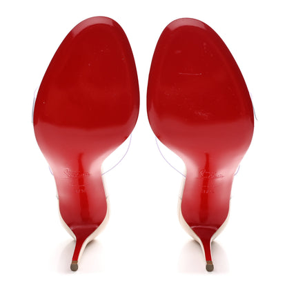 Christian Louboutin Patent PVC Just Nothing 85 Slide Sandals 37.5 Leche 6 of 10