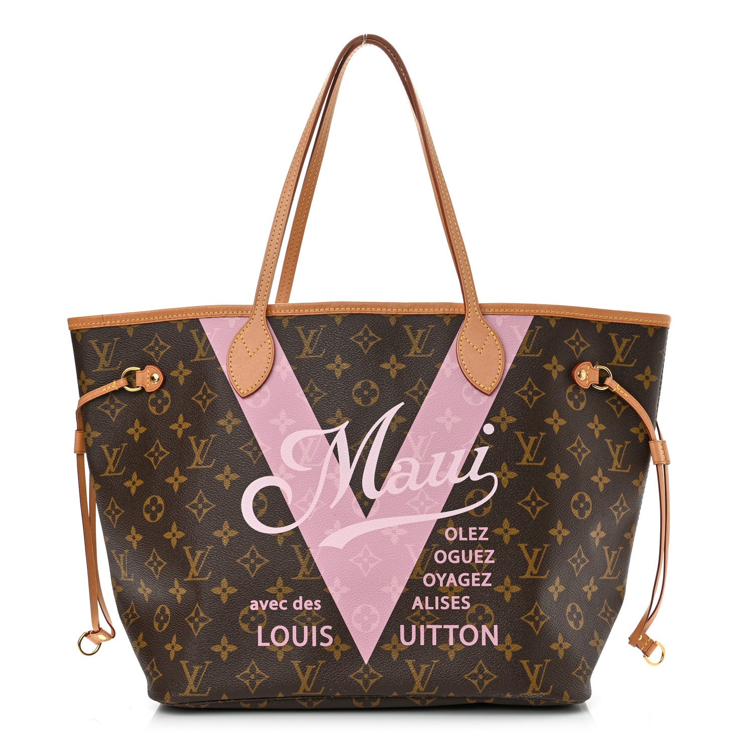Louis Vuitton Monogram Maui V Neverfull MM Rose Ballerine 1 of 10