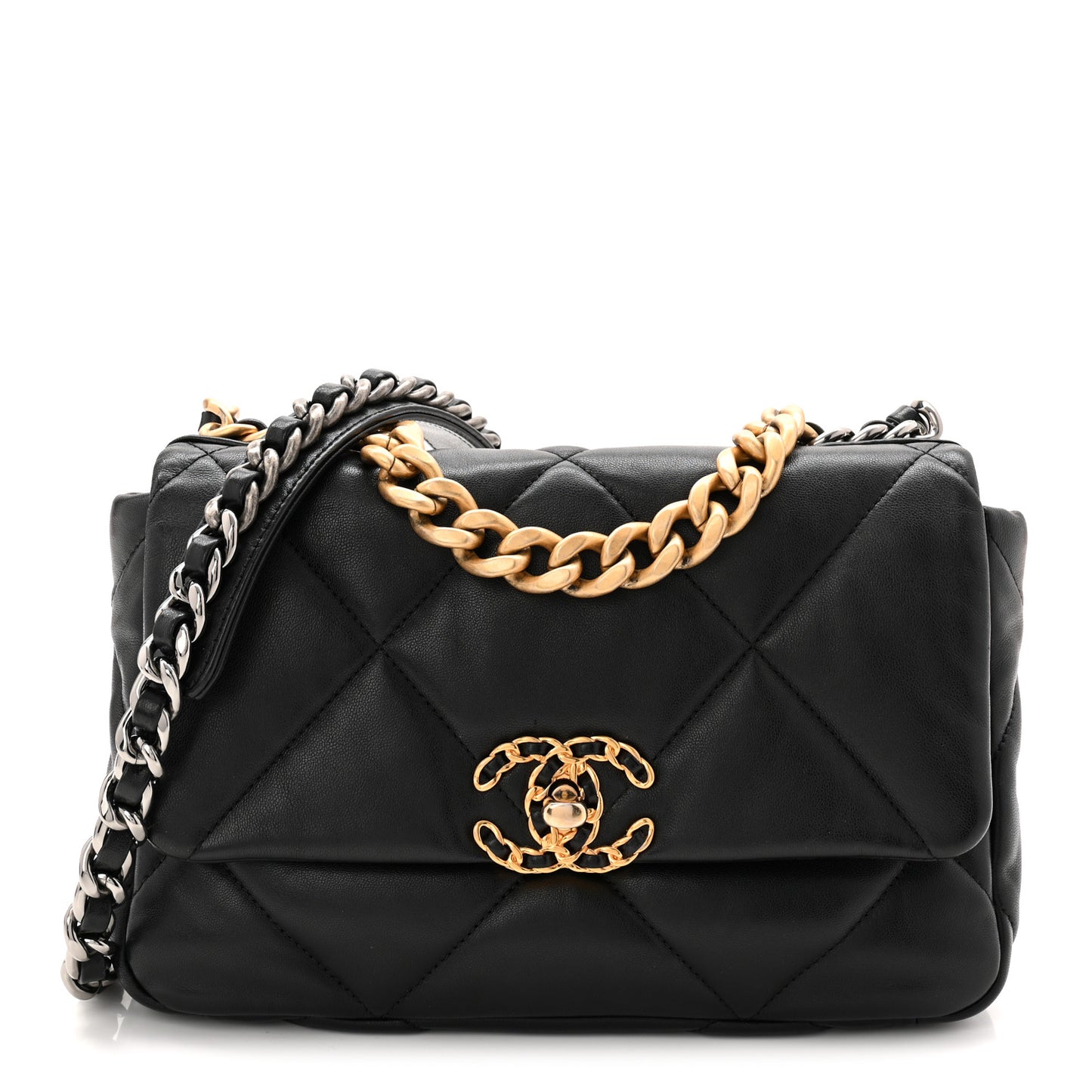 Lambskin Quilted Medium Chanel 19 Flap Black