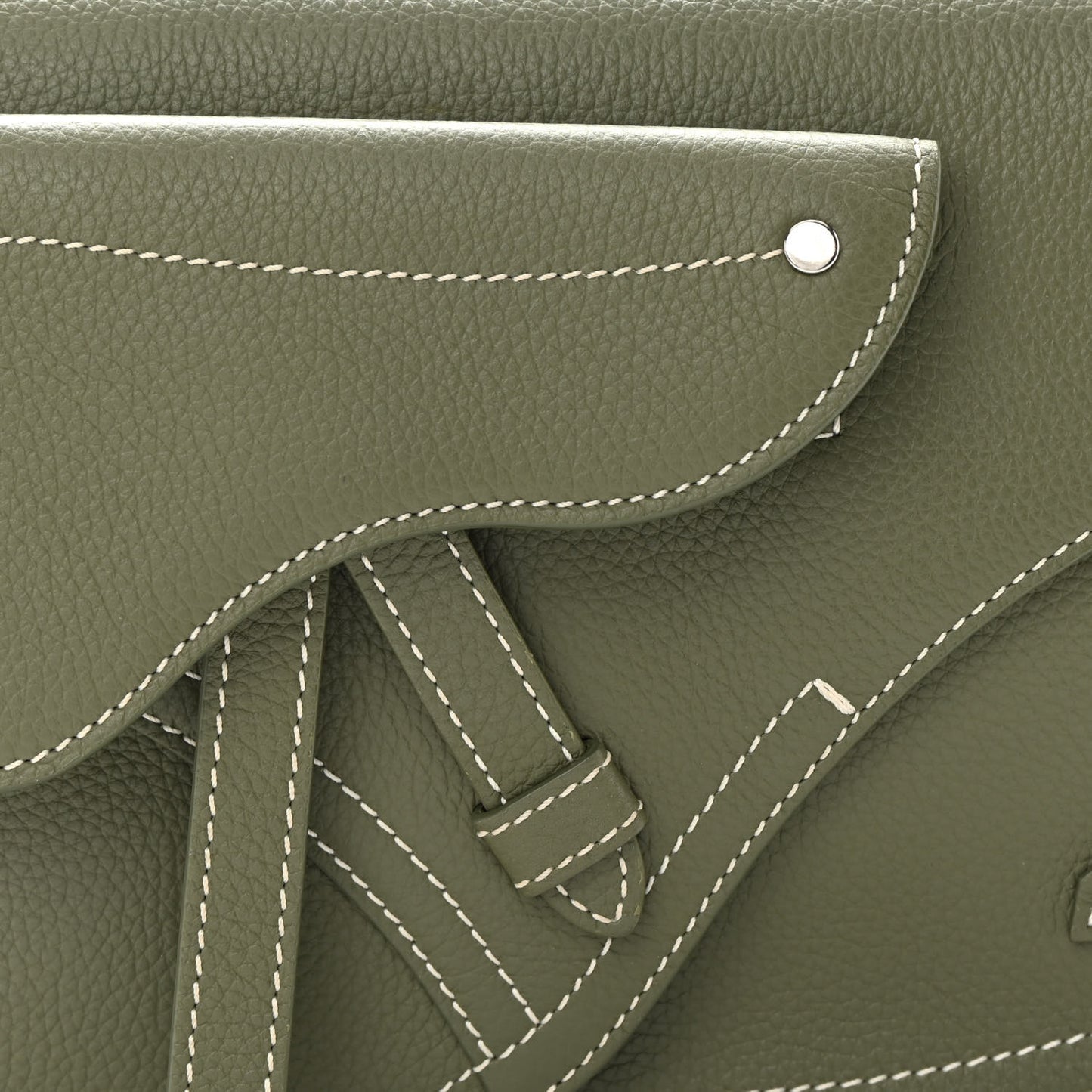 X KAWS Grained Calfskin Saddle Pouch Olive