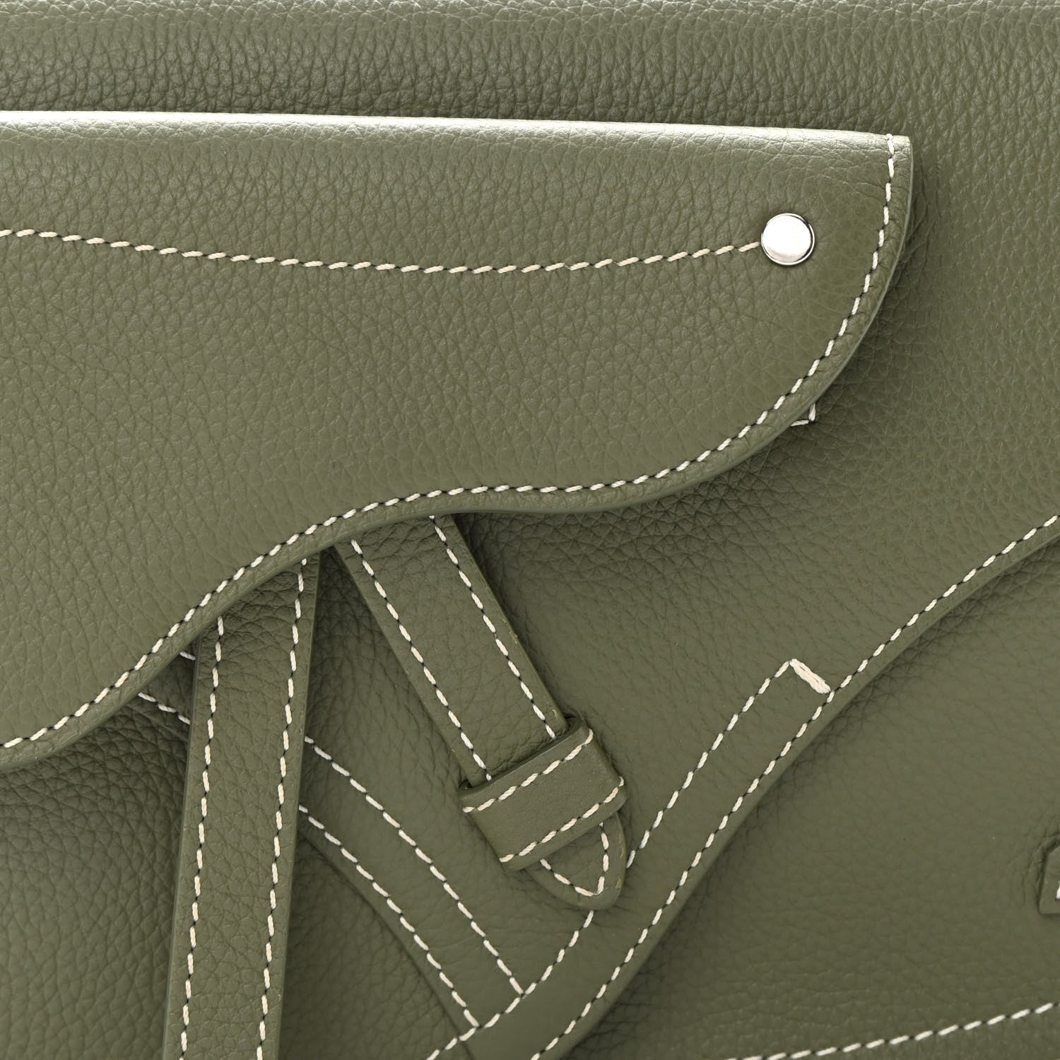 Christian Dior X KAWS Grained Calfskin Saddle Pouch Olive 8 of 13