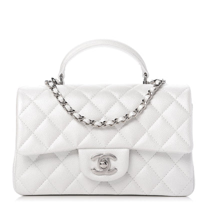 Chanel Iridescent Caviar Quilted Mini Top Handle Rectangular Flap White 1 of 11