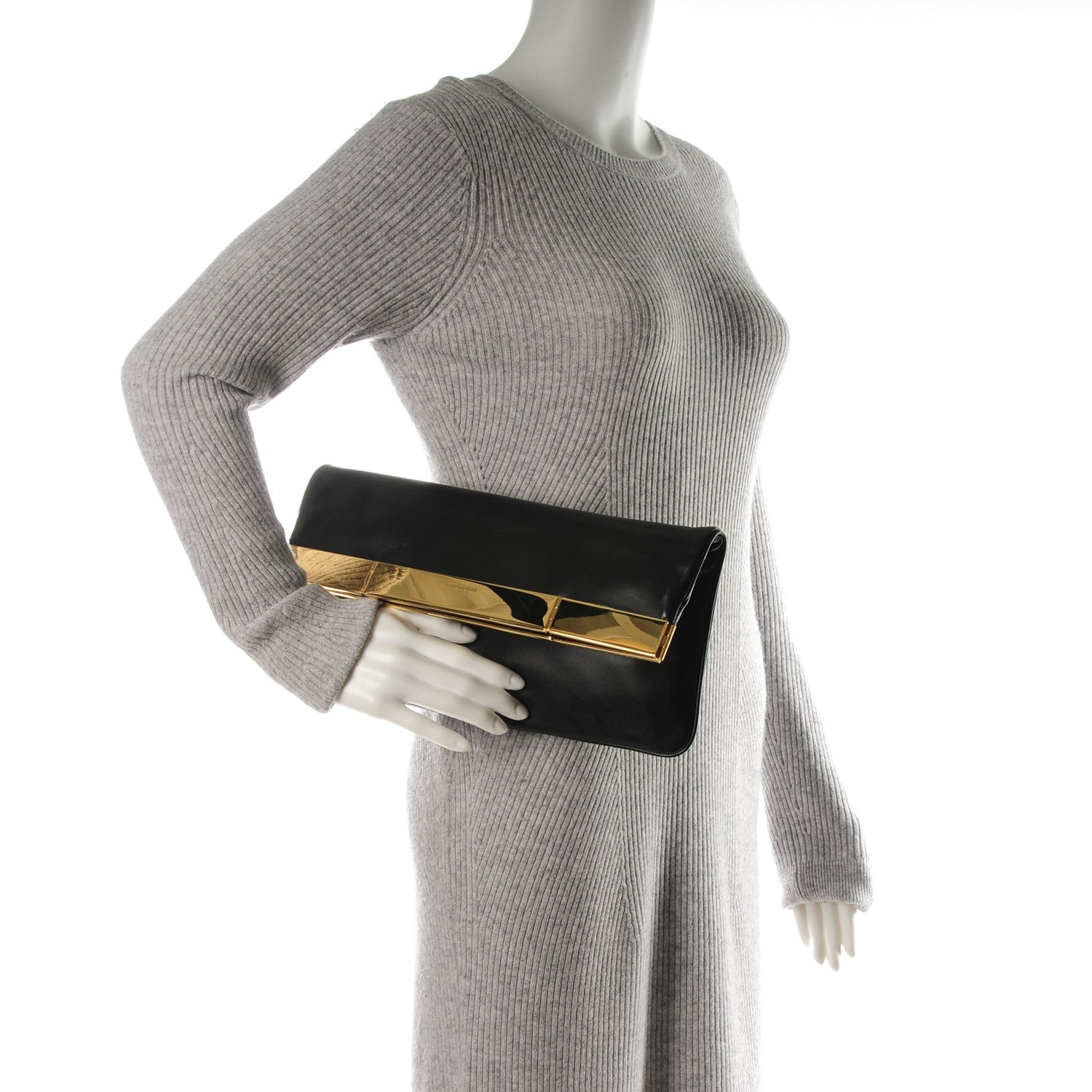 Saint Laurent Smooth Calfskin Courtney Fold-Over Clutch Black 2 of 7