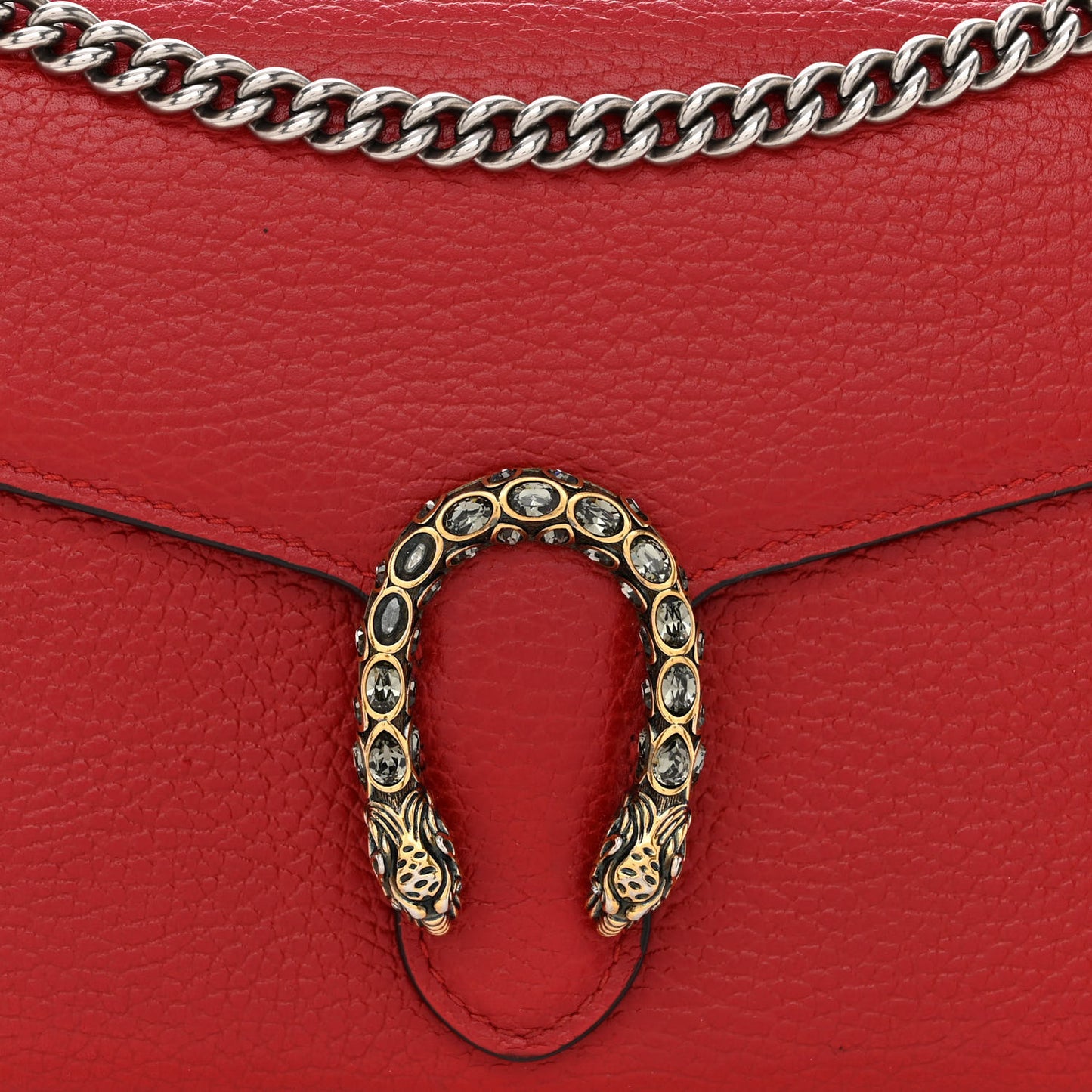 Calfskin Mini Dionysus Chain Wallet Hibiscus Red