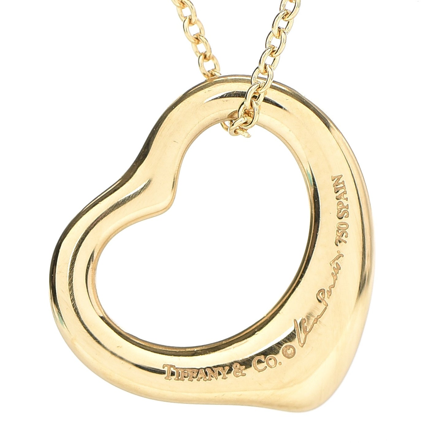 18K Yellow Gold Elsa Peretti Small Open Heart Pendant Necklace