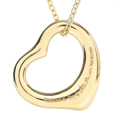 Tiffany 18K Yellow Gold Elsa Peretti Small Open Heart Pendant Necklace 4 of 8