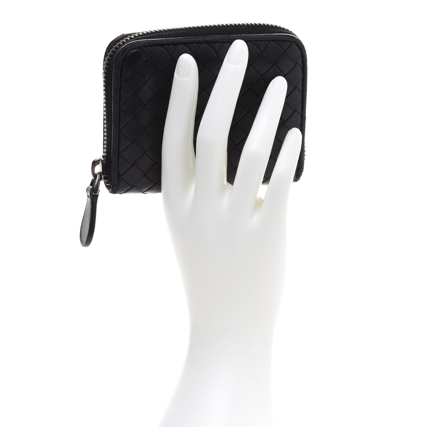 Nappa Intrecciato Zip Around Coin Purse Black