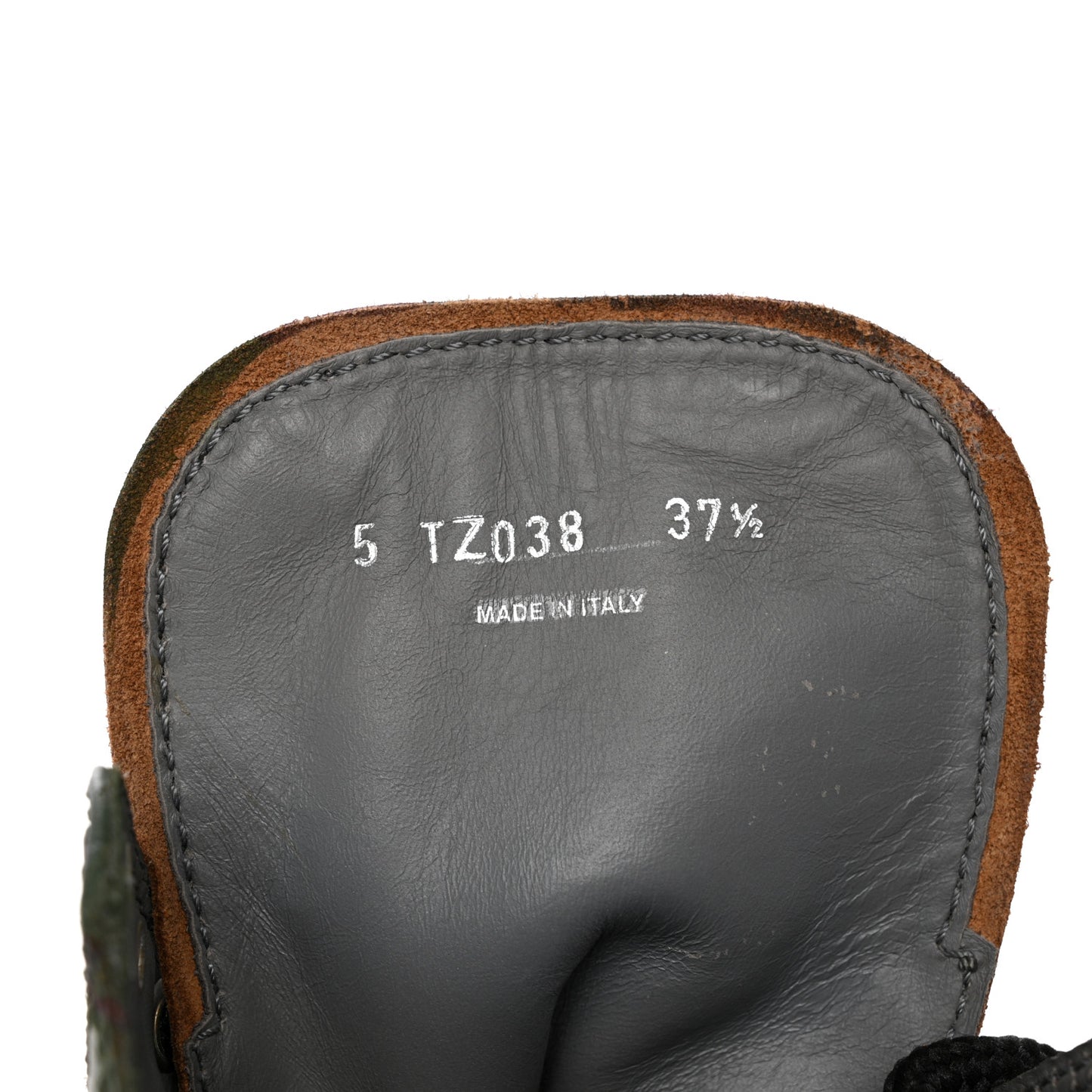 Crackled Calfskin Camo Print Womens Wedge Platform Combat Boots 37.5 Multicolor