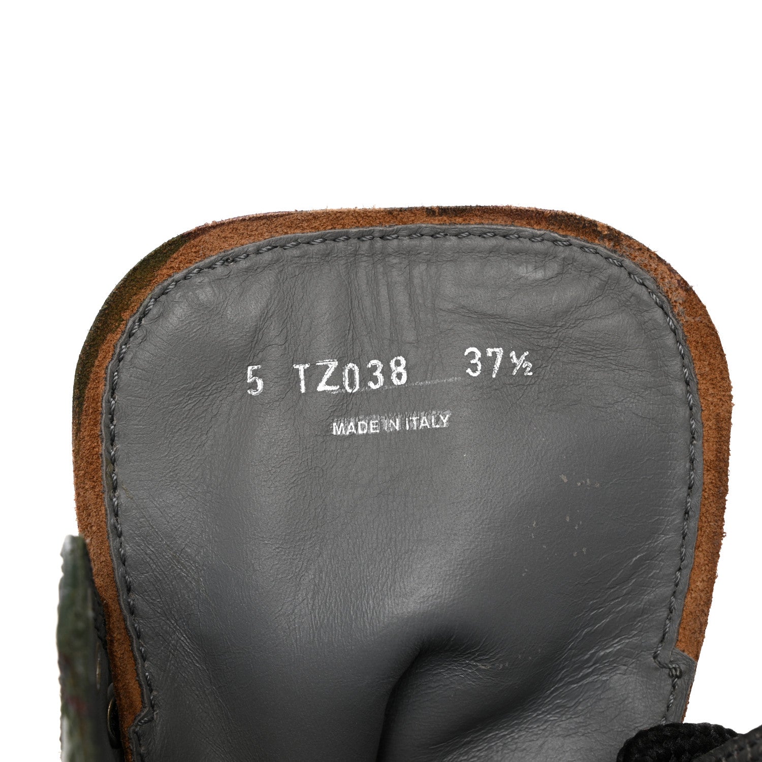 Miu Miu Crackled Calfskin Camo Print Womens Wedge Platform Combat Boots 37.5 Multicolor 9 of 14