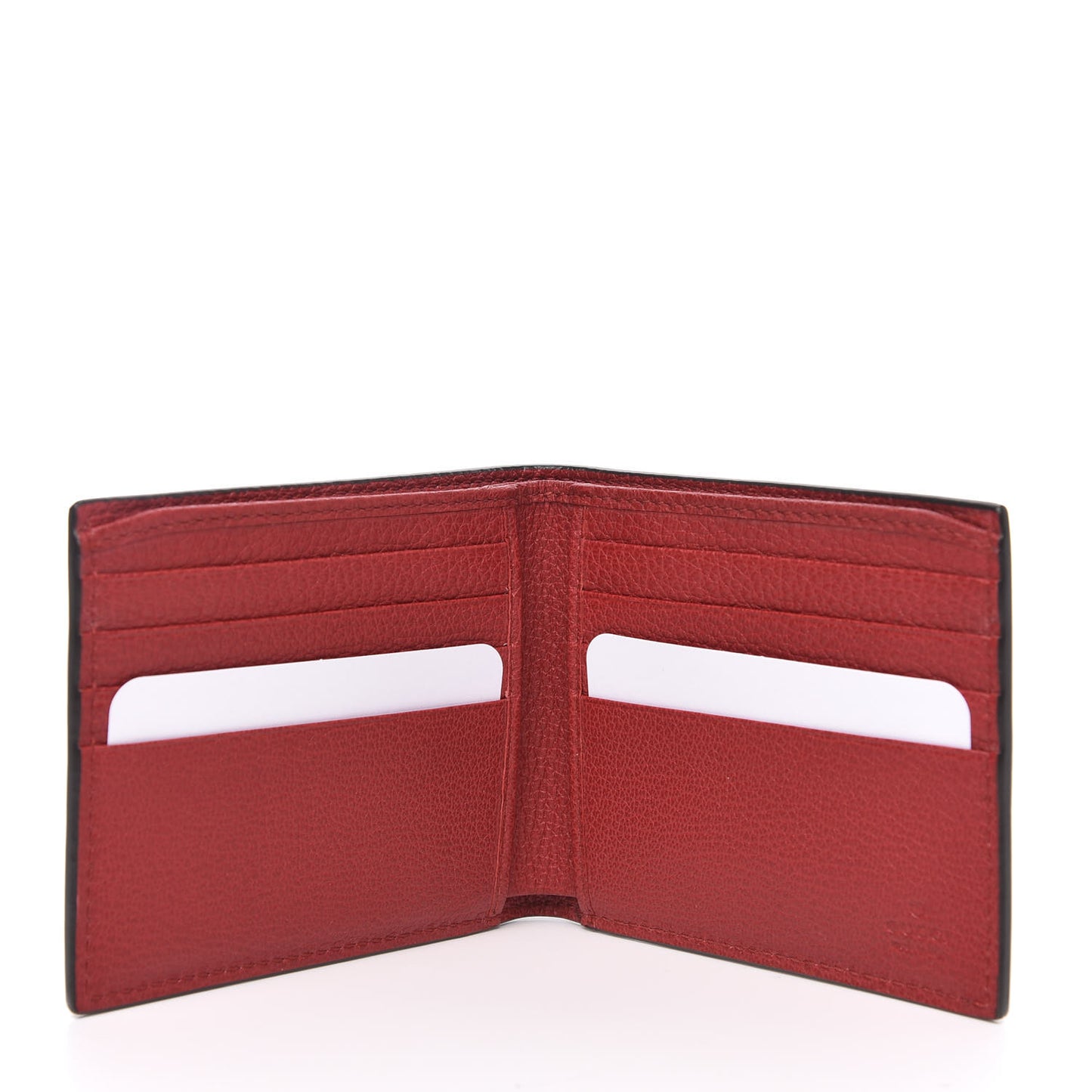 Calfskin Logo Bi-Fold Wallet Red