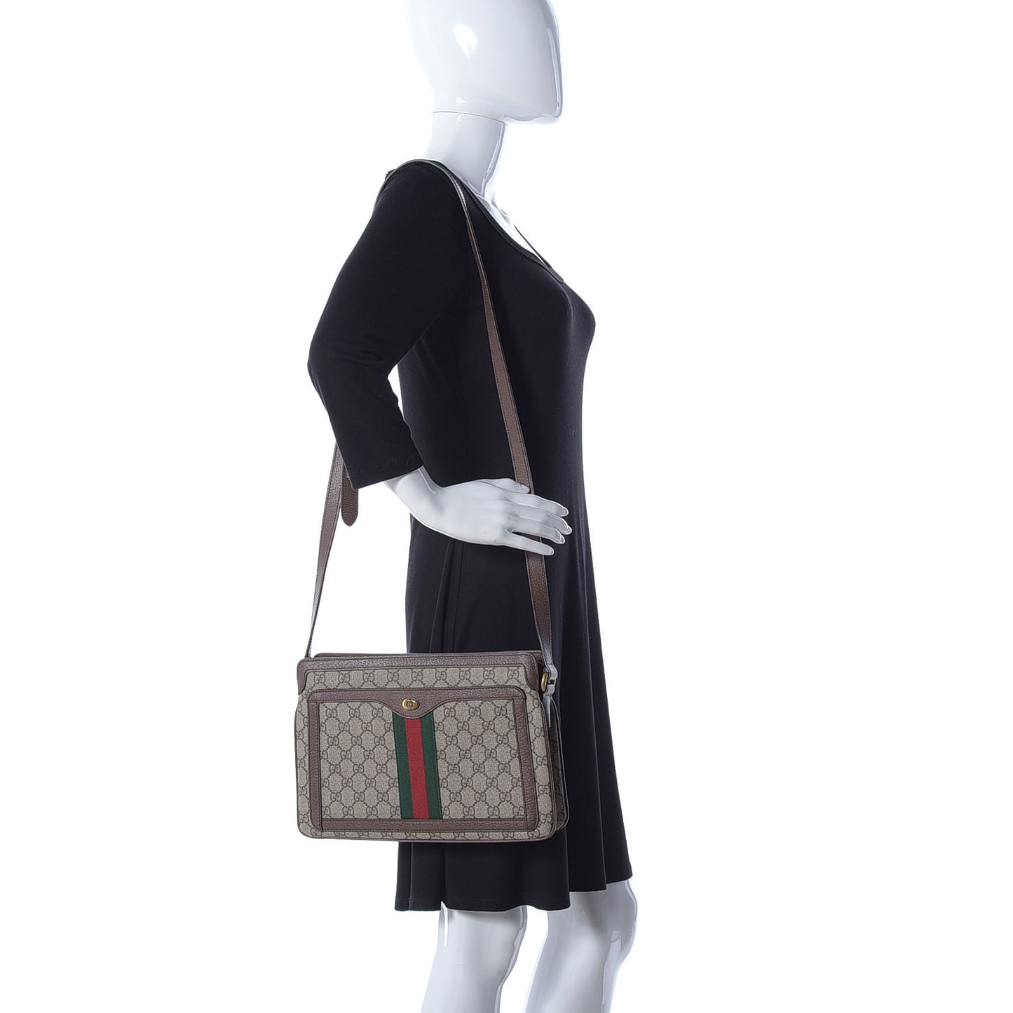 GG Supreme Monogram Web Medium Ophidia Shoulder Bag Beige New Acero