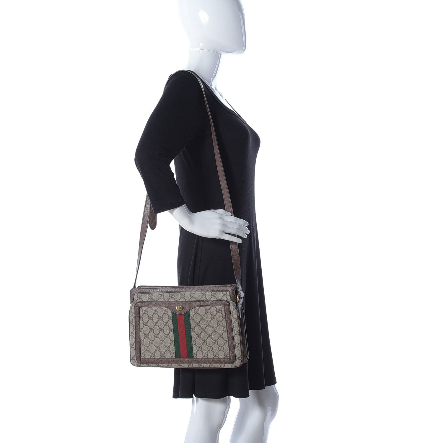Gucci GG Supreme Monogram Web Medium Ophidia Shoulder Bag Beige New Acero 3 of 33