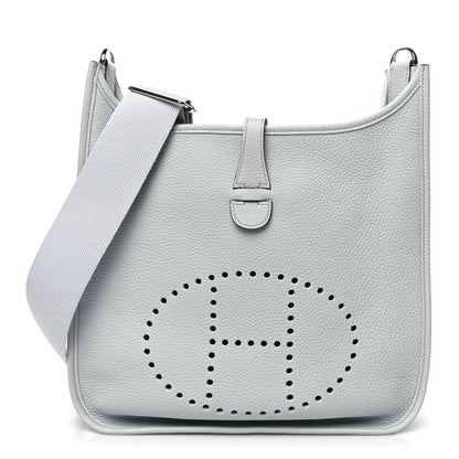 Hermes Taurillon Clemence Evelyne III PM Bleu Pale 1 of 10