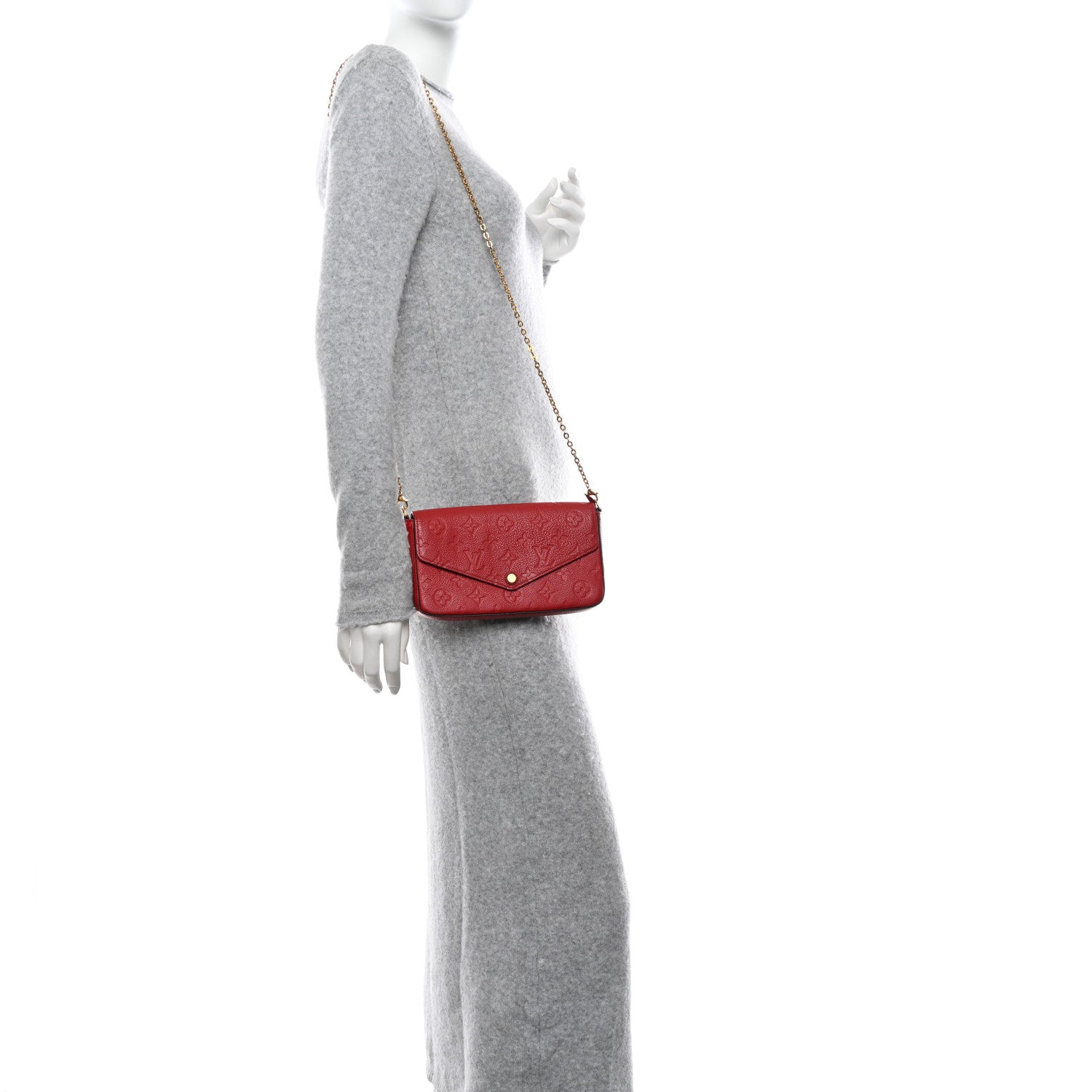 Louis Vuitton Empreinte Pochette Felicie Chain Wallet Scarlet 2 of 14