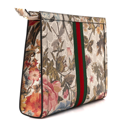 Gucci GG Supreme Monogram Water Flora Web Ophidia Pouch Beige White Multicolor 3 of 10