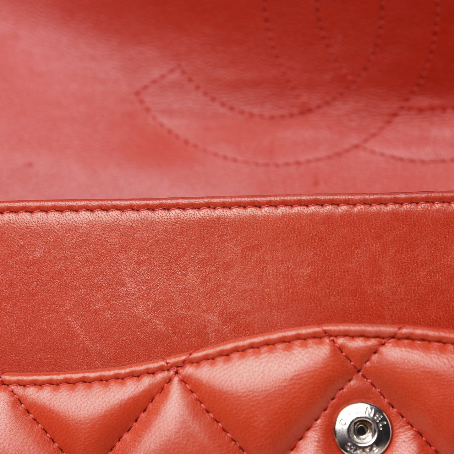 Lambskin Quilted Jumbo Double Flap Red