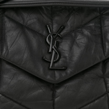 Saint Laurent Lambskin Quilted Monogram Monochrome Medium Loulou Puffer Chain Satchel Black 8 of 12