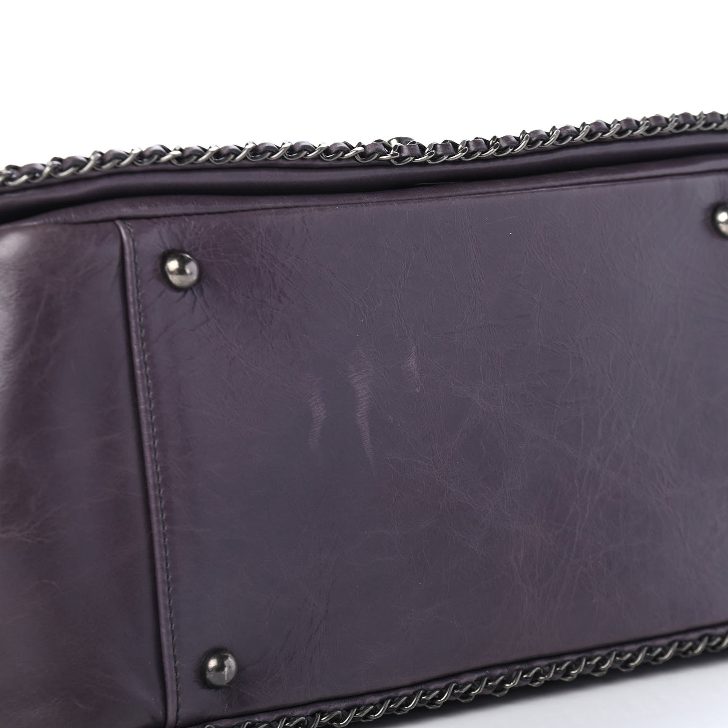 Chanel Calfskin Quilted Large CC Enchained Accordion Flap Grey 5 of 5