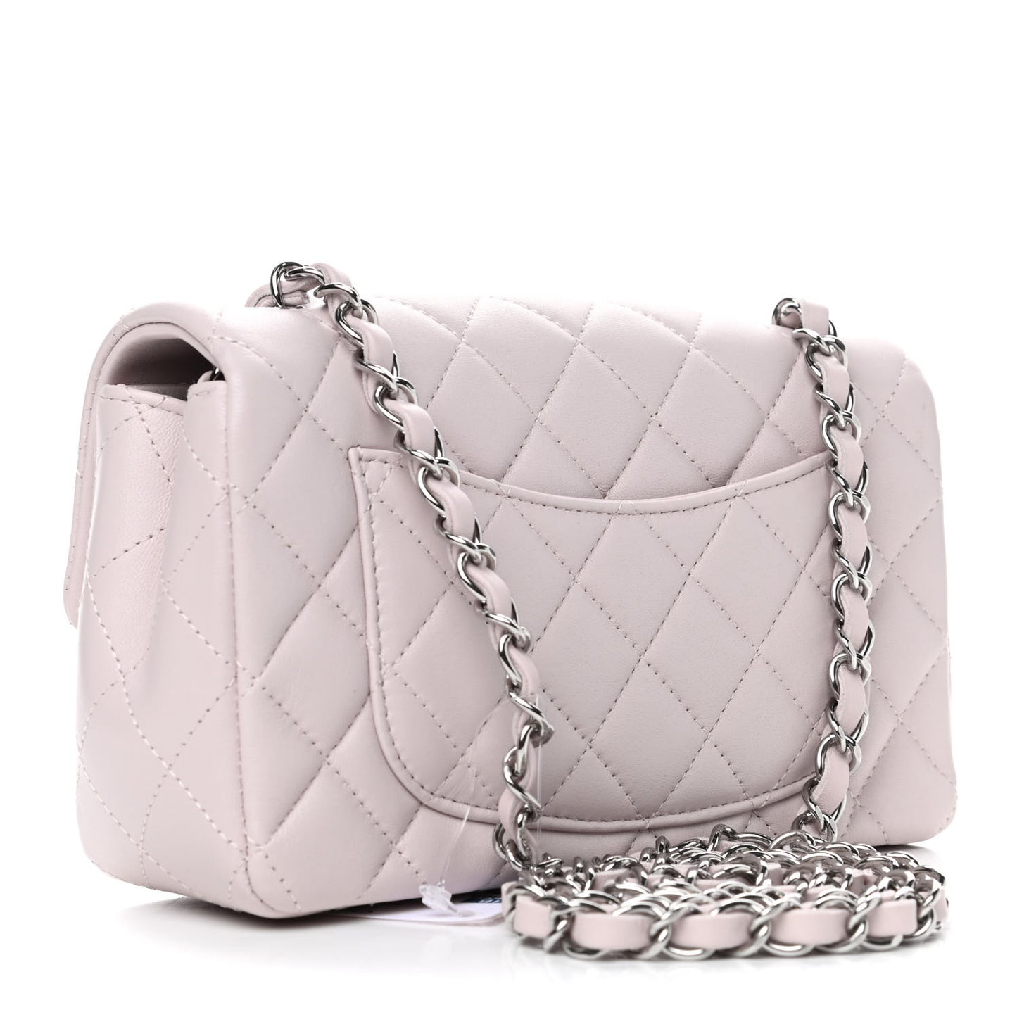 Lambskin Quilted Mini Rectangular Flap Light Purple