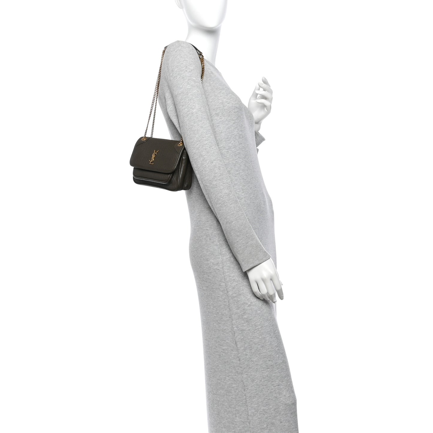 Grained Lambskin Monogram Mini Niki Chain Satchel Light Musk