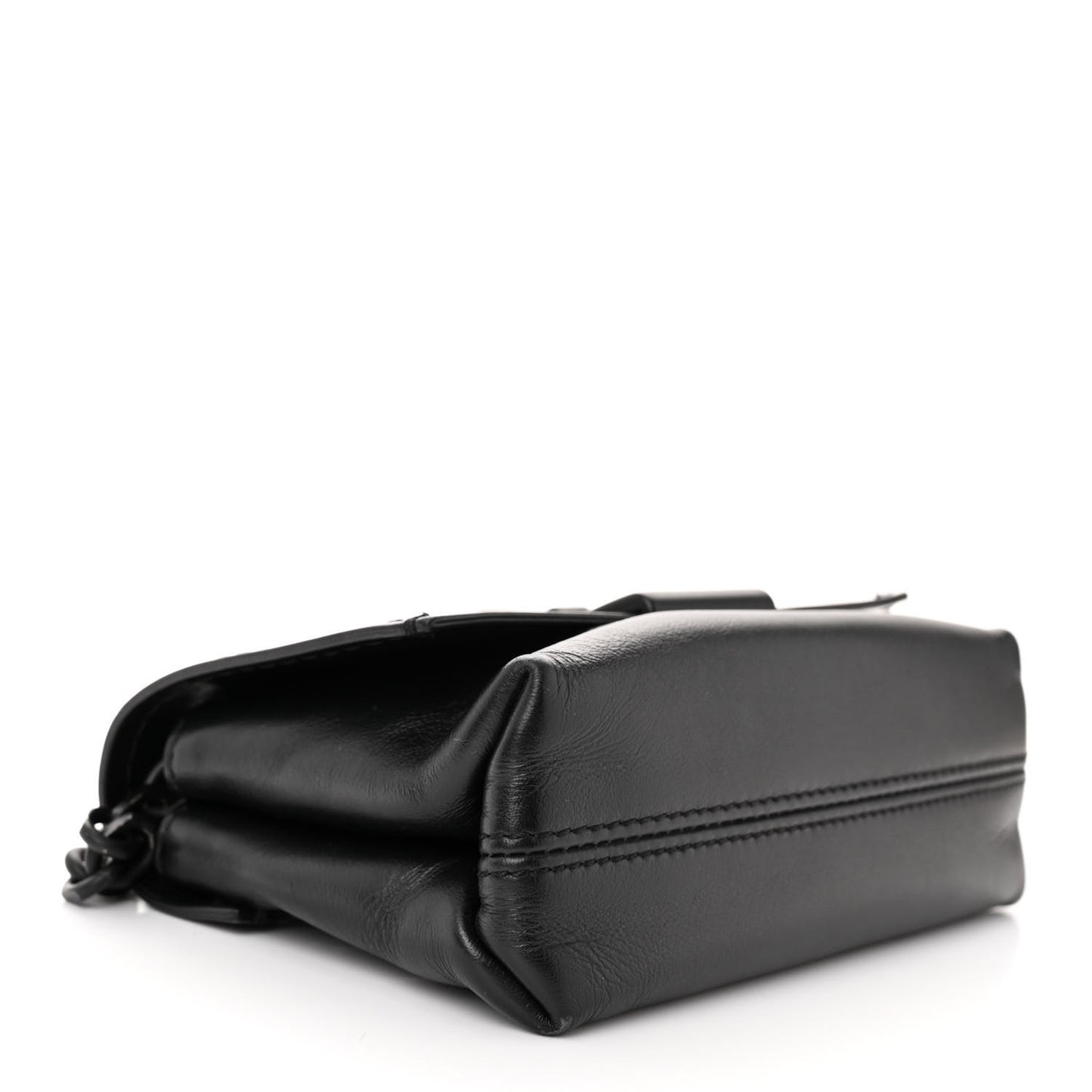 Calfskin Diag Small Binder Clip Crossbody Black