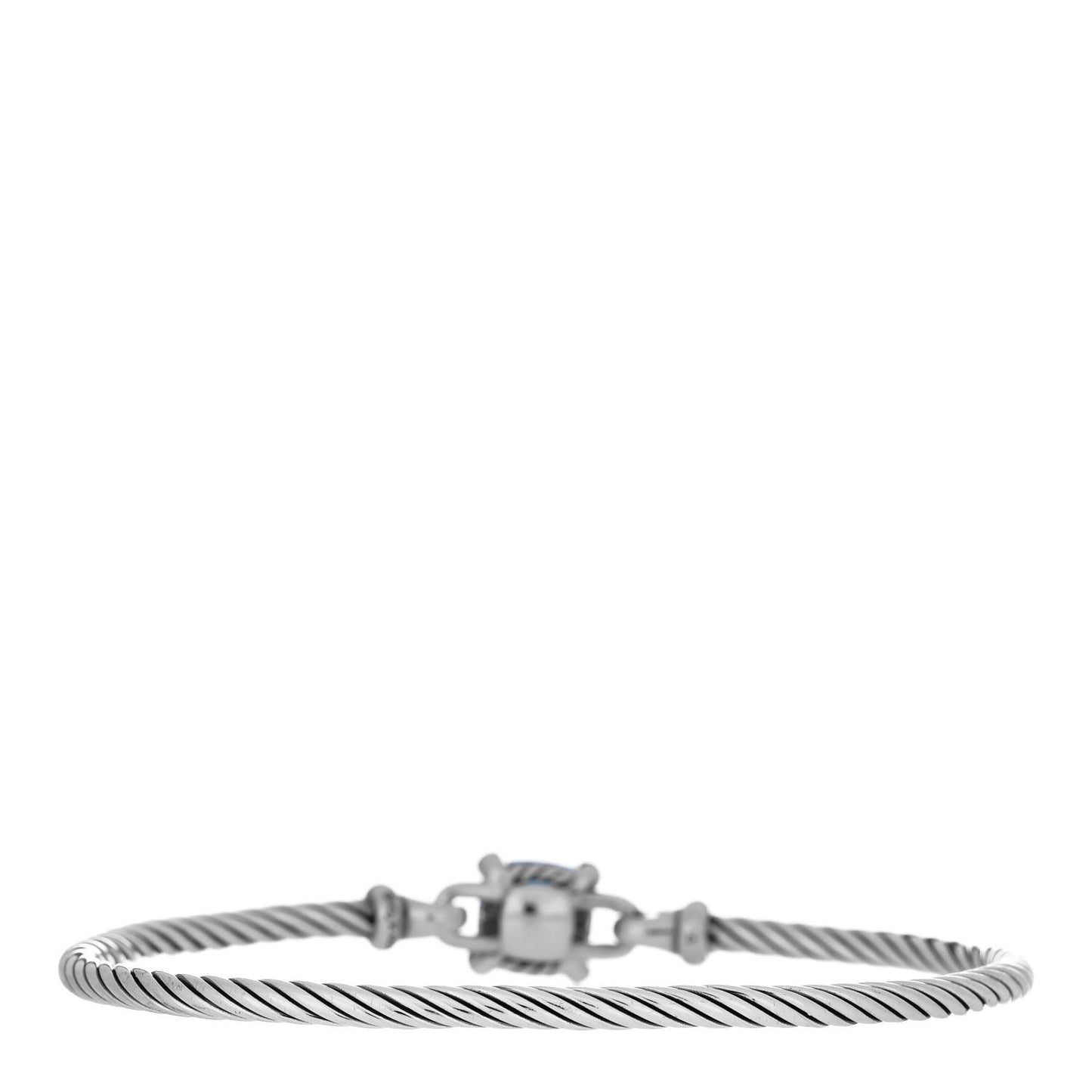 Sterling Silver Blue Topaz Diamond 8mm Chatelaine Bracelet