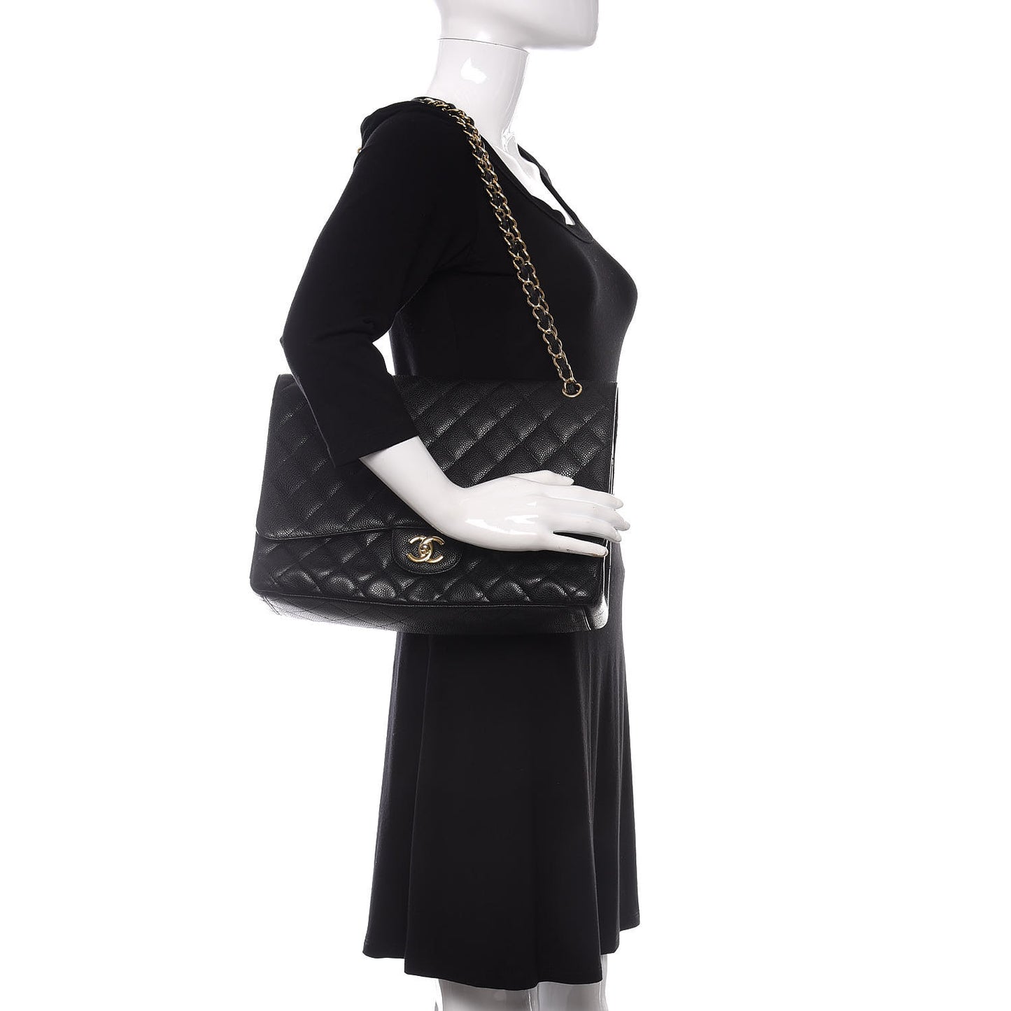 Caviar Quilted Maxi Single Flap Black