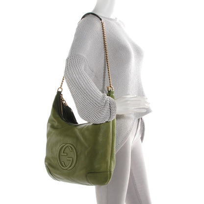 Gucci Pebbled Calfskin Medium Soho Chain Hobo Green 2 of 7